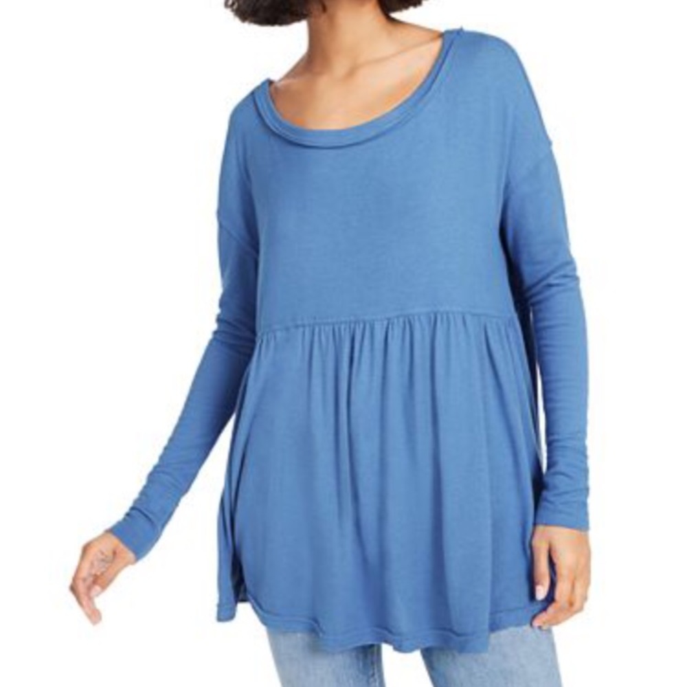 New Free People forever your girl swing away oversized tunic blue XS /4-6